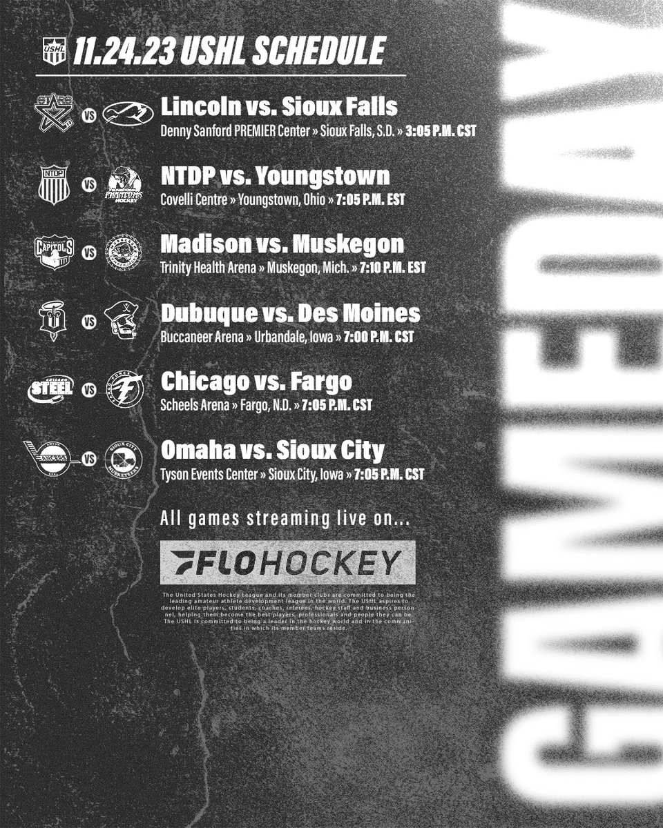 USHL's tweet photo. Six games going on around the USHL today β¬οΈ
πΊ https://t.co/gDqriURrbk
π https://t.co/eJXEex2HLF
#StatsRise | @FloHockey https://t.co/s4EW5vOxQR