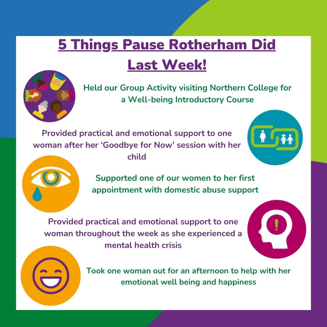 Our work often involves helping women link with other services to ensure they get appropriate professional help. Or develop their own coping strategies to ensure they can help themselves when needed. Last week as you can see⤵️ we did both💚#5Things @Monicadg1965 @vcusworthlabour