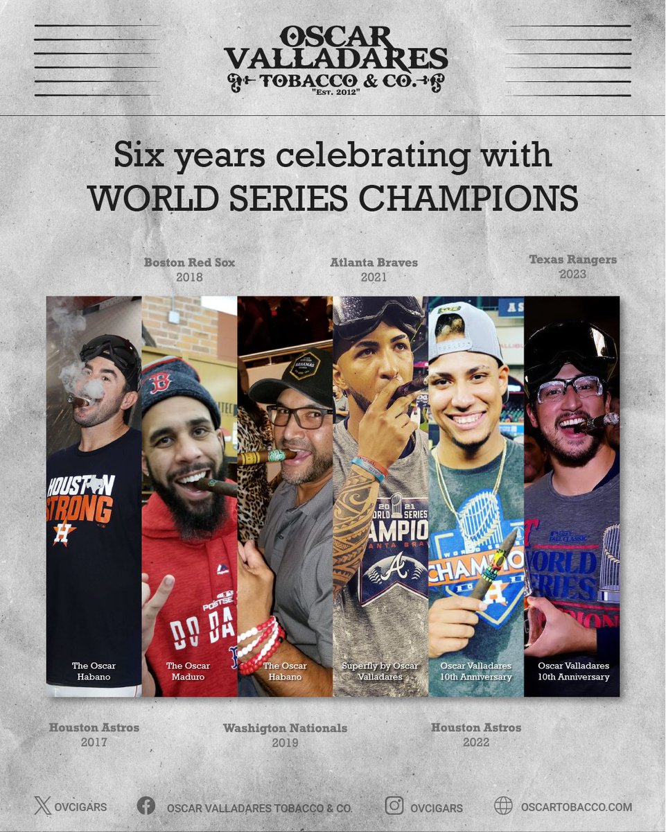 ovcigars's tweet photo. It’s been an honor to celebrate #worldseries champions for the past six years! 🏆  

Which #worldseries #ovcigar are you smoking today?! https://t.co/WUUU4lw5cT