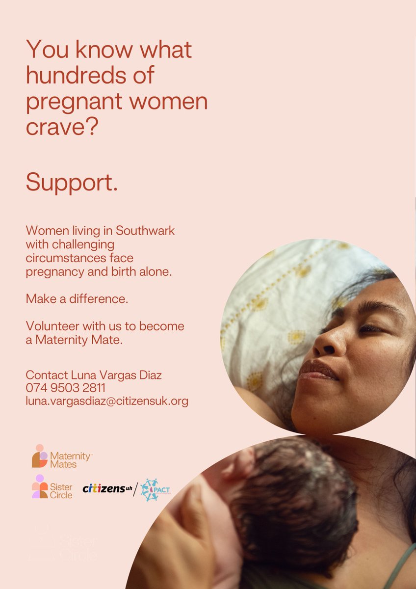 We are now recruiting #MaternityMates in the London Borough of Southwark! Deadline for applications is 7th December, for more information visit: pact-citizens.org/volunteer/beco…