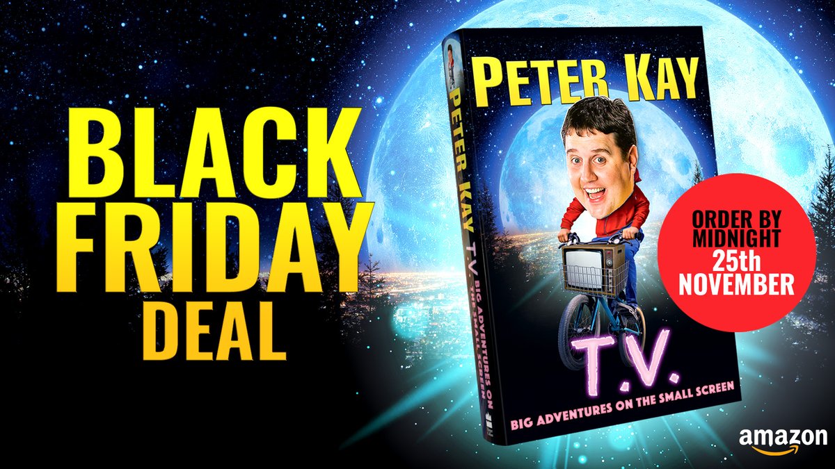 Comedy fans, Peter Kay's hilarious new book T.V. Big Adventures on the Small Screen is in an @AmazonUK Black Friday today, which means you can get your copy for just £9.59! (62% off) Order your copy here: lnk.to/peterkayTI/ama… 🎅🎅🎅 #BlackFriday2023 #BlackFridayAmazon