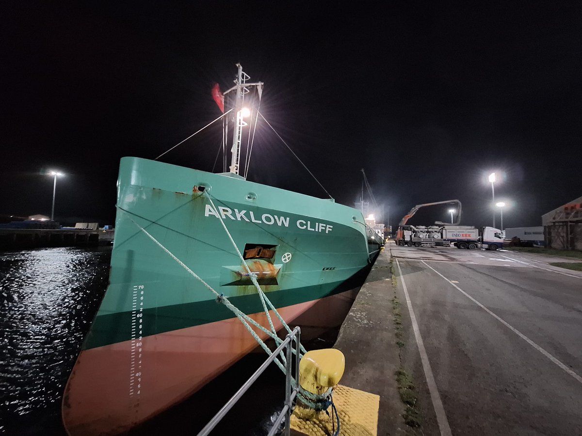 Currently in Port is MV 'Arklow Cliff' from Lisbon discharging cement. #cargohandling #photooftheday #intermodalhub