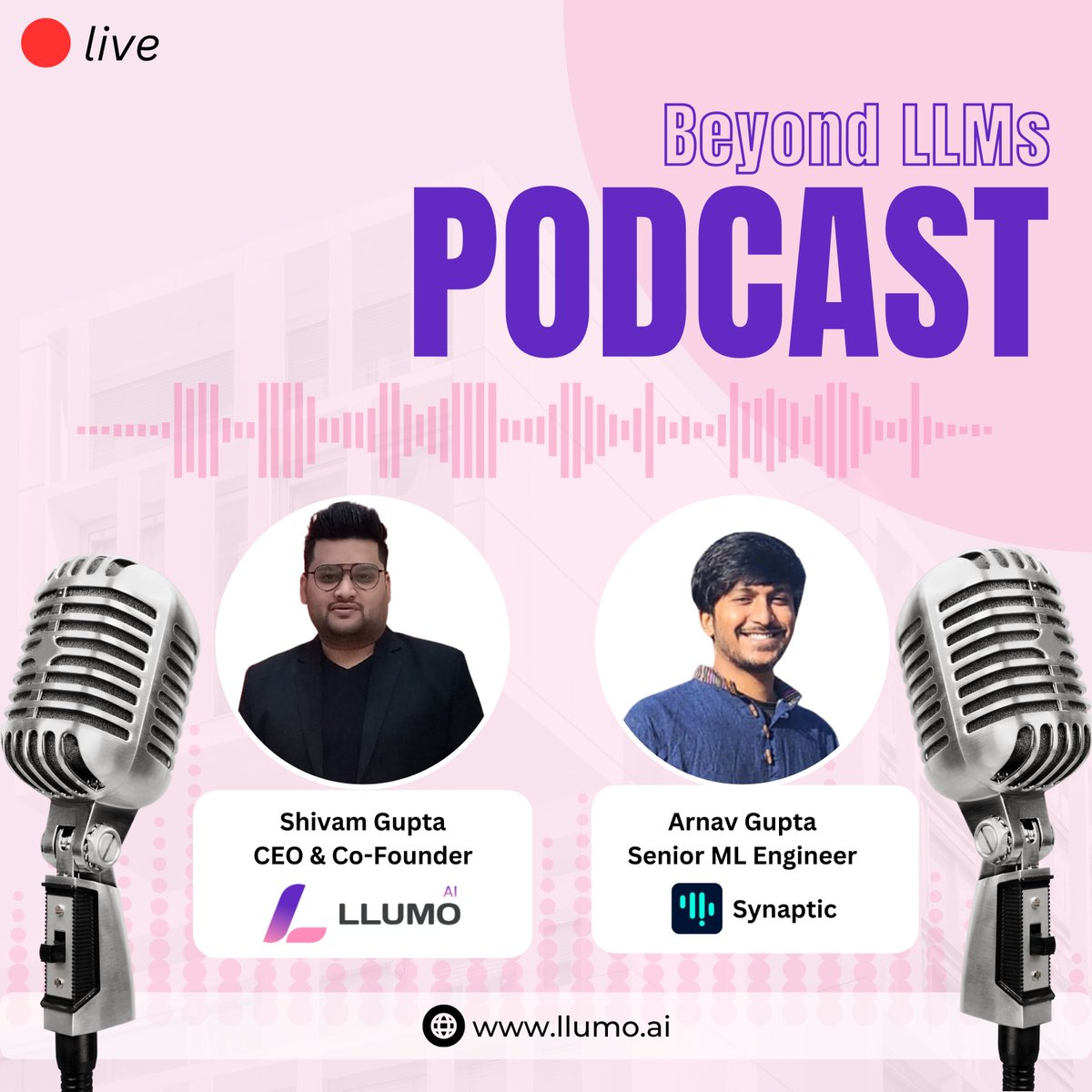 instaminutes's tweet photo. 🚀 Welcome to the mesmerizing realm of LLUMO AI with our special guest, Arnav Gupta, Senior ML Engineer at Synaptic! ✨🌍 

Immerse yourself in a deep dive into AI, Generative AI, and the challenges of Large Language Models (LLMs). 
👉https://t.co/jAiVU8F8Y8

#tech #AIInnovation https://t.co/gaUjuG32Rs