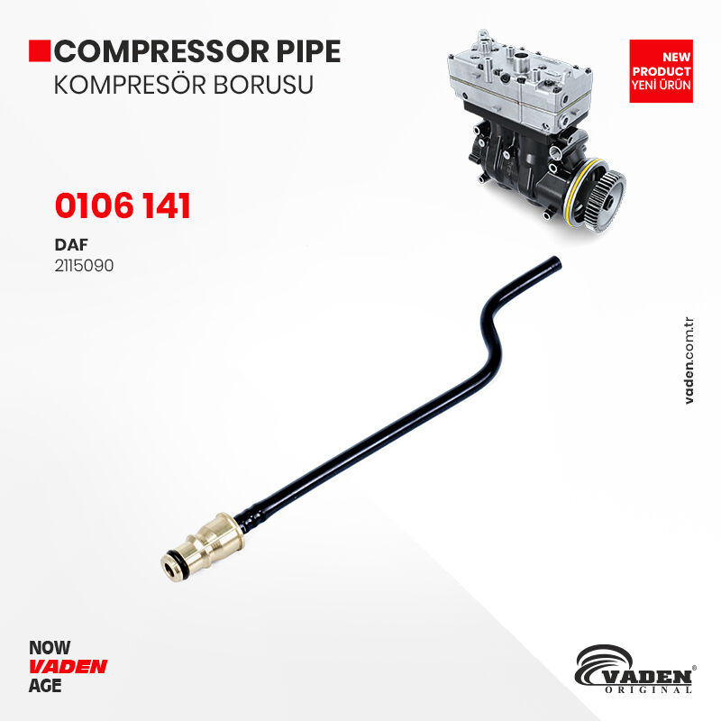 WEEK 47 NEW PRODUCTS
2023 - 47. HAFTA YENİ ÜRÜNLER

COMPRESSOR PIPE
0106 141

DAF
2115090

vaden.com.tr/tr/Products/De…
vaden.com.tr

#vaden #nowvadenage #compressor #airbrakecompressor #bremse #knorrbremse #sparepart #wabco #truck #engineer