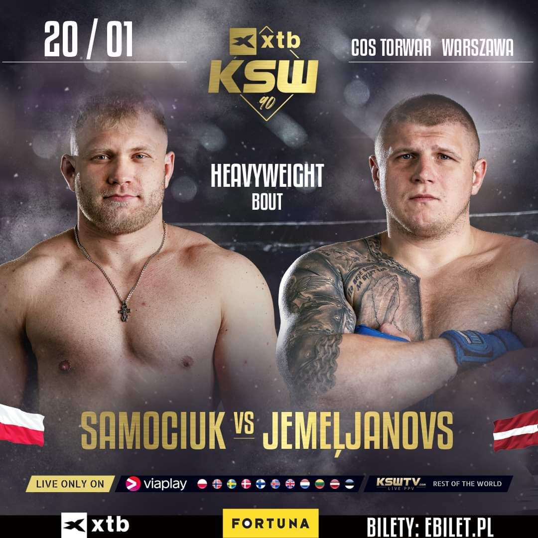 MMAbreak_pl's tweet image. ✅️ W trakcie styczniowej gali #KSW90 dojdzie do pojedynku w królewskiej kategorii, w którym to Marek Samociuk 🇵🇱 (4-4) zawalczy z Oļegsem Jemeļjanovsem 🇱🇻 (11-4). 

@nojikoskiMMA