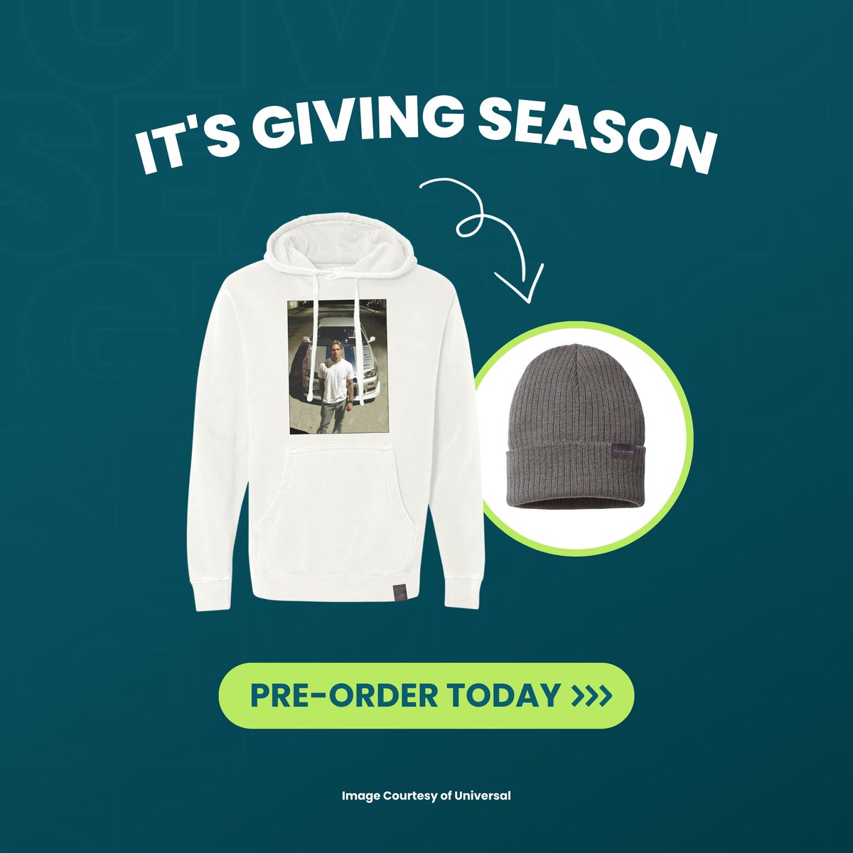 Purchase your exclusive merch today and receive 25% off of any second item. 100% of profits fuel The Paul Walker Foundation's mission to DO GOOD.® 💙 Link in bio. Image courtesy of Universal. PRE-ORDER ONLY. #givingseason #DOGOOD.® #paulwalkerfoundation