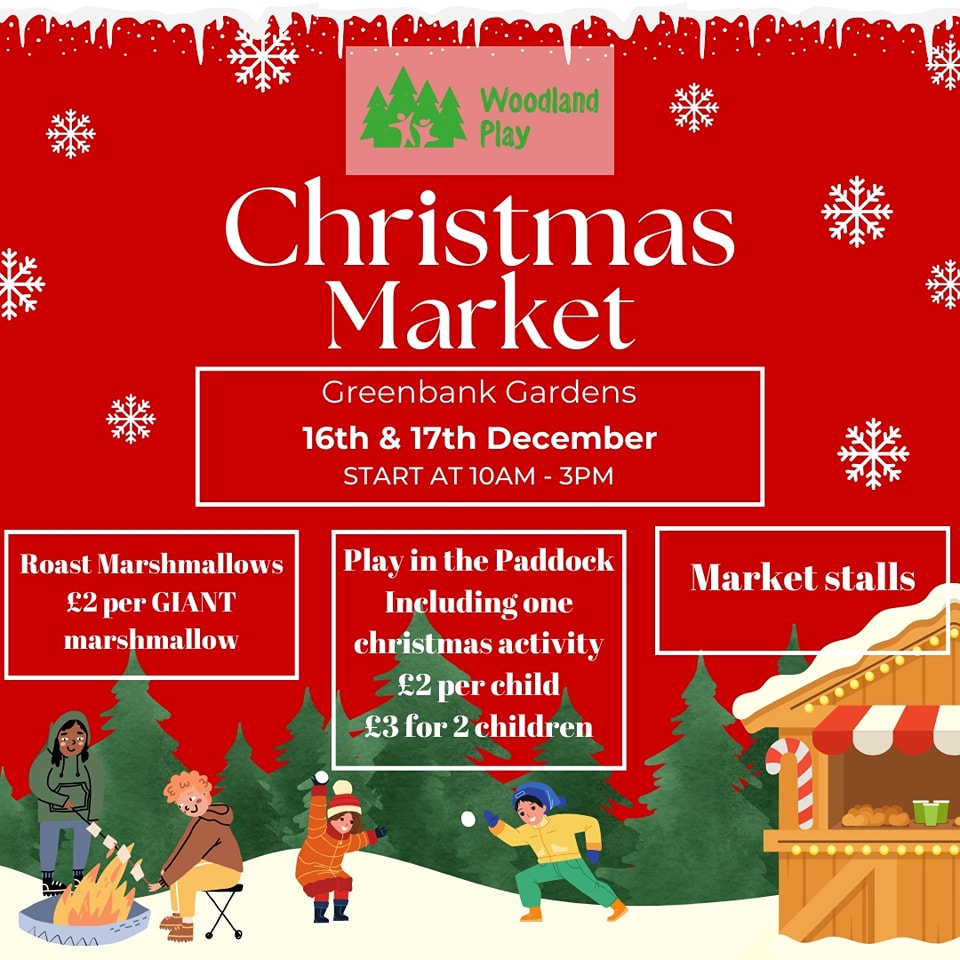 GreenbankPlay's tweet photo. We are taking part in Greenbank Garden's Christmas Market this year on the 16th and 17th December. You can come and have a play, roast some marshmallows over the fire &amp; buy some lovely hand made christmas things. 

#christmas #greenbankplay #festivespirit https://t.co/9M3Nn1SBE6