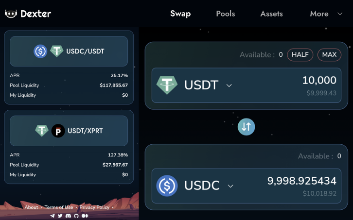 dexter_zone's tweet photo. 63,760 $USDC (@noble_xyz ) and 69,813 $USDT (@KAVA_CHAIN) have found a home on @PersistenceOne in the last two weeks! ๐ฆพ
With $70,000+ volume generated on the two #StableDexter pools, stablecoin activity is just getting started!
๐ค https://t.co/Uh7dpTqD6v
#BuiltOnPersistence https://t.co/YWcZ38dIez