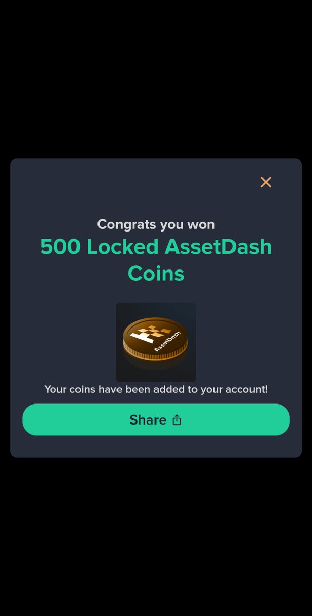 a_obrir's tweet photo. I just won 500 Locked AssetDash Coins in an @assetdash Super Drop 🎉

Join me on AssetDash and enter my code 21OU-TKZ4 at sign up to instantly get Coins to join! https://t.co/DaiUl0UrAC https://t.co/wxtENk9oTA