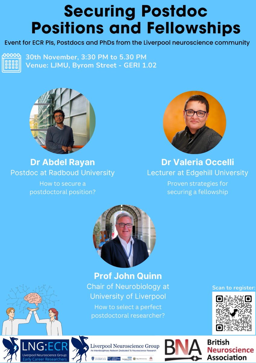 TseDorothyLab's tweet photo. Are you interested in #hiring a postdoc, securing a #fellowship, or landing a #postdoc position? 

Come and join our workshop @LNeuroscience next Thursday! We have @Abdelrayan2 @OccelliValeria &amp; John Quinn @LivUni sharing their insights. 

https://t.co/DR2TDx66n9

@BritishNeuro https://t.co/2tpVIOxPRL