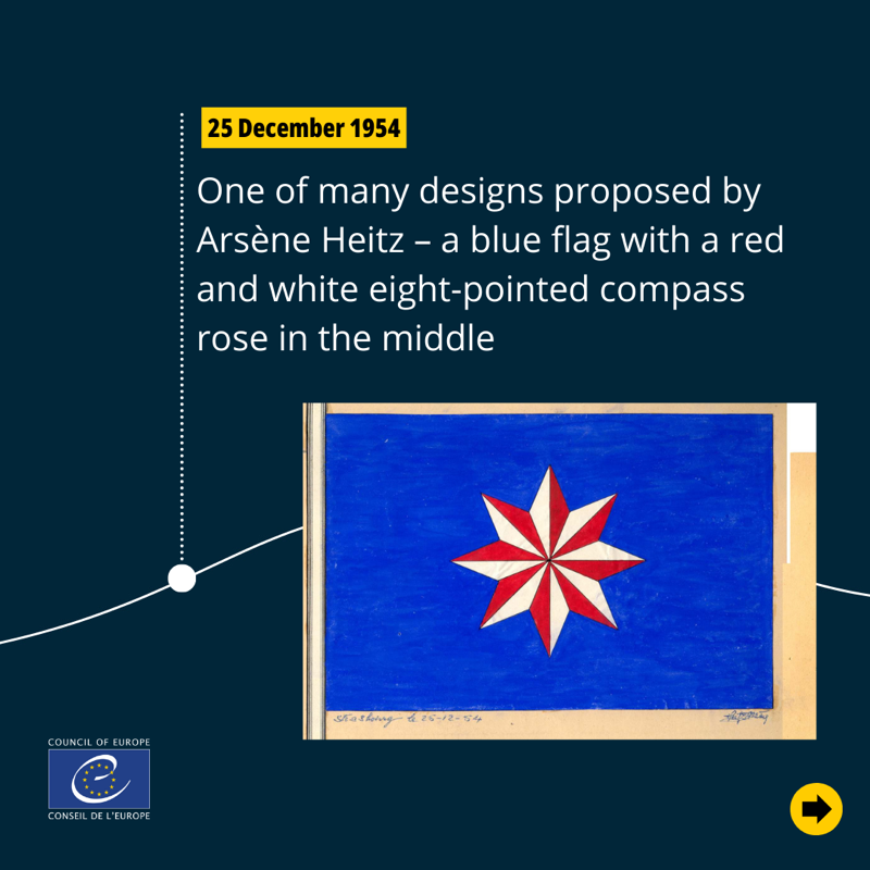 coe's tweet photo. 🇪🇺 Do you know the story behind the #EuropeanFlag? 🇪🇺
⭐️ Against the background of blue sky, the 12 stars form a circle, symbolising union.
#OnThisDay in 1955, the Council of Europe’s Committee of Ministers adopted the star-studded flag.
Discover some proposed designs ⤵️