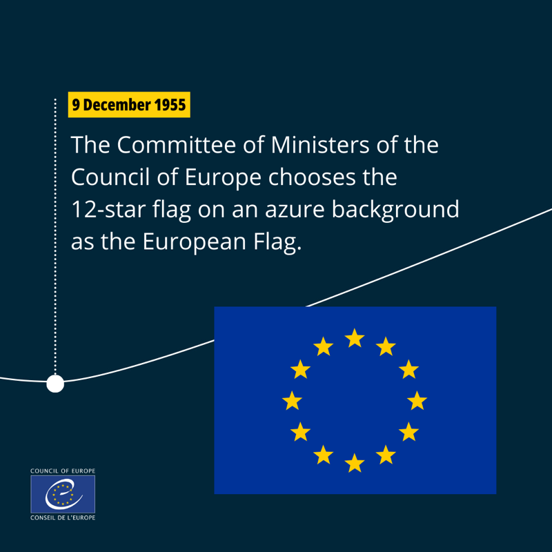 coe's tweet photo. 🇪🇺 Do you know the story behind the #EuropeanFlag? 🇪🇺
⭐️ Against the background of blue sky, the 12 stars form a circle, symbolising union.
#OnThisDay in 1955, the Council of Europe’s Committee of Ministers adopted the star-studded flag.
Discover some proposed designs ⤵️