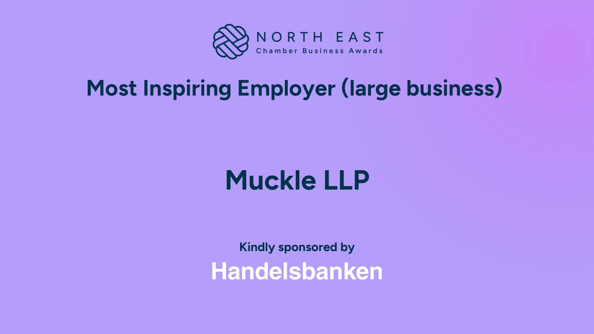 The Chamber (@nechamber) on Twitter photo The winner of Most Inspiring Employer (large business) is…
<a href="/MuckleLLP/">Muckle LLP</a> 🤩
Congrats and thank you to our category sponsor, <a href="/HandelsbankenUK/">Handelsbanken UK</a>
#InspiringFemales #NECCevents The winner of Most Inspiring Employer (large business) is…
<a href="/MuckleLLP/">Muckle LLP</a> 🤩
Congrats and thank you to our category sponsor, <a href="/HandelsbankenUK/">Handelsbanken UK</a>
#InspiringFemales #NECCevents