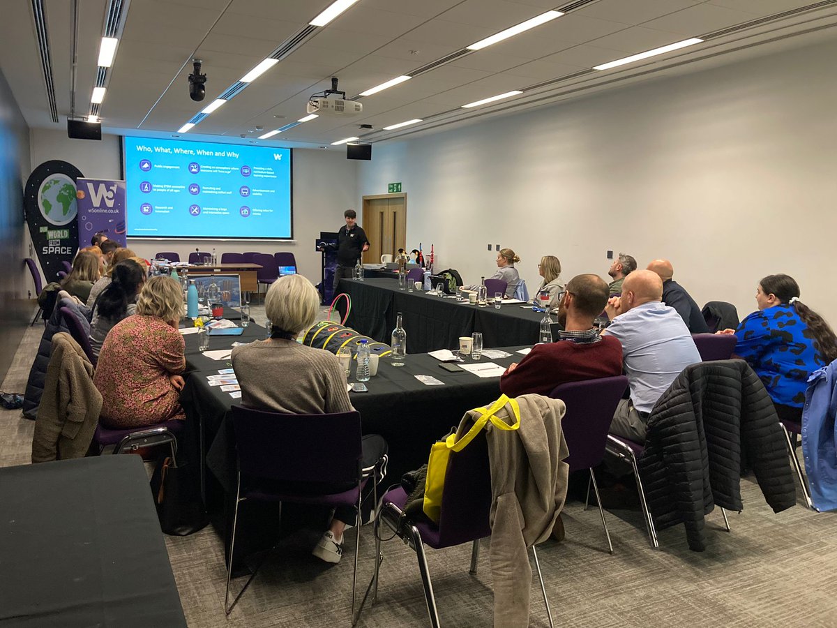W5Education's tweet image. Our Learning and Engagement team delivered an informative CPD session yesterday at the UK Space Agency Conference 🚀

This session focussed on the Our World in Space Programme, coming soon to W5 with the @sciencecentres 🪐 #UKSC2023

@BelfastICC @spacegovuk