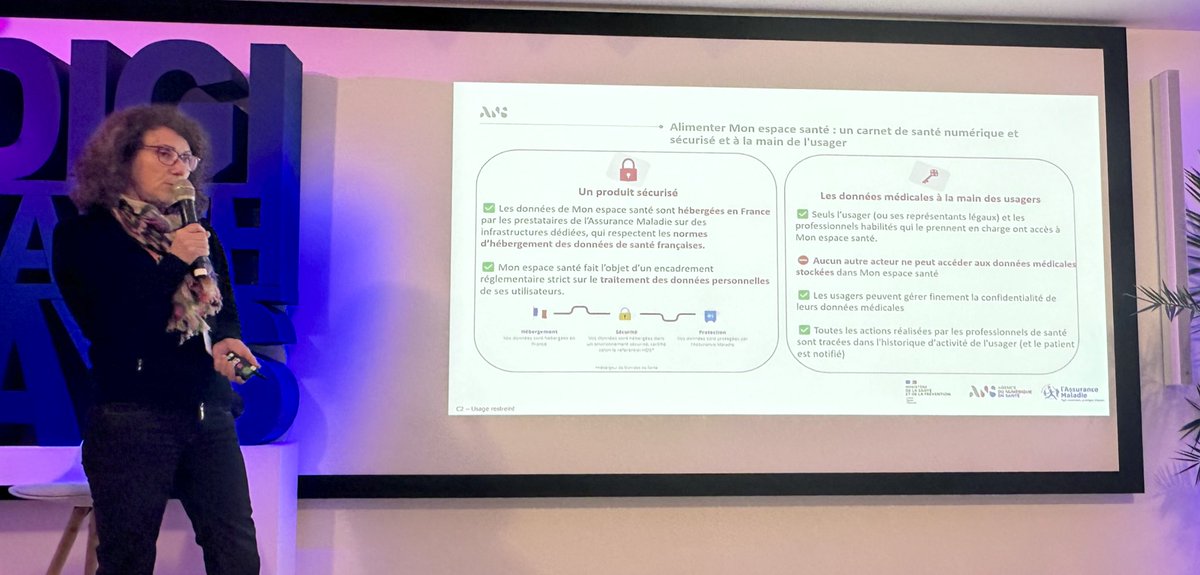Delphine Lalande #hcsmeufr💊 (@dlalande75) on Twitter photo #digihealthdays
« Alimenter #Monespacesanté
➡️➡️➡️un carnet de santé numérique et sécurisé et à la main de l'usager, dont les données sont hébergées en France» #esante #hcsmeufr
🎤Nolwenn François <a href="/esante_gouv_fr/">Agence du Numérique en Santé</a> #digihealthdays
« Alimenter #Monespacesanté
➡️➡️➡️un carnet de santé numérique et sécurisé et à la main de l'usager, dont les données sont hébergées en France» #esante #hcsmeufr
🎤Nolwenn François <a href="/esante_gouv_fr/">Agence du Numérique en Santé</a>