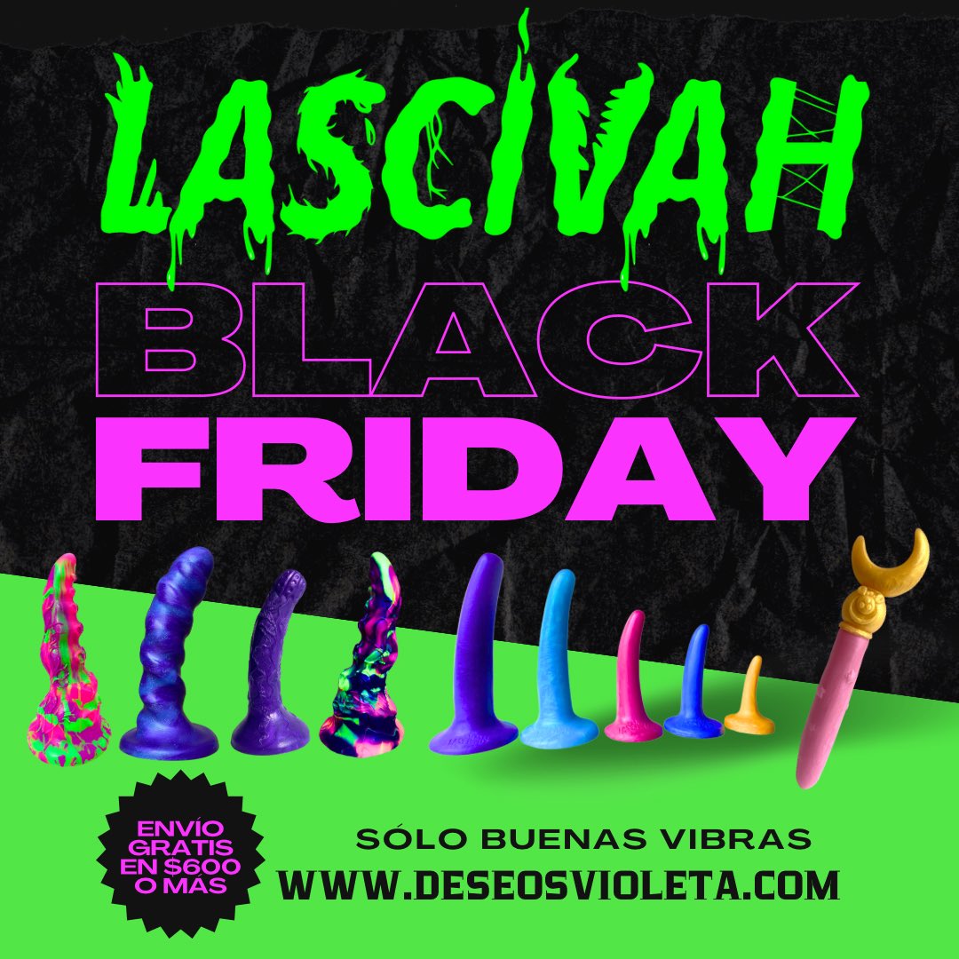 20% de descuentos en juguetes de <a href="/lascivah/">Lascivah</a>.
Incluye dildos, dilatadores, arnés prémium, libretas y fanzine Dildofics v1 Paquetes no entran en la promoción. 
De 24 al 27 de Noviembre 2023.
En deseosvioleta.com 
#BlackFriday2023 #BlackFriday #FelizFinDeSemana #NevadoDeToluca