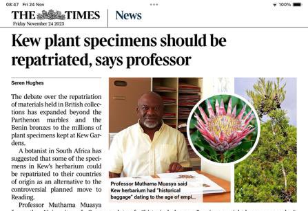 Kew plant specimens should be repatriated says Botanist Professor Muthama Muasya, University of Cape Town & Keeper of Bolus Herbarium. 🔗 in bio #kewgardens #kewherbarium #curation #taxonomy #botany #southafrica #capetown #repatriation #elginmarbles #beninbronzes