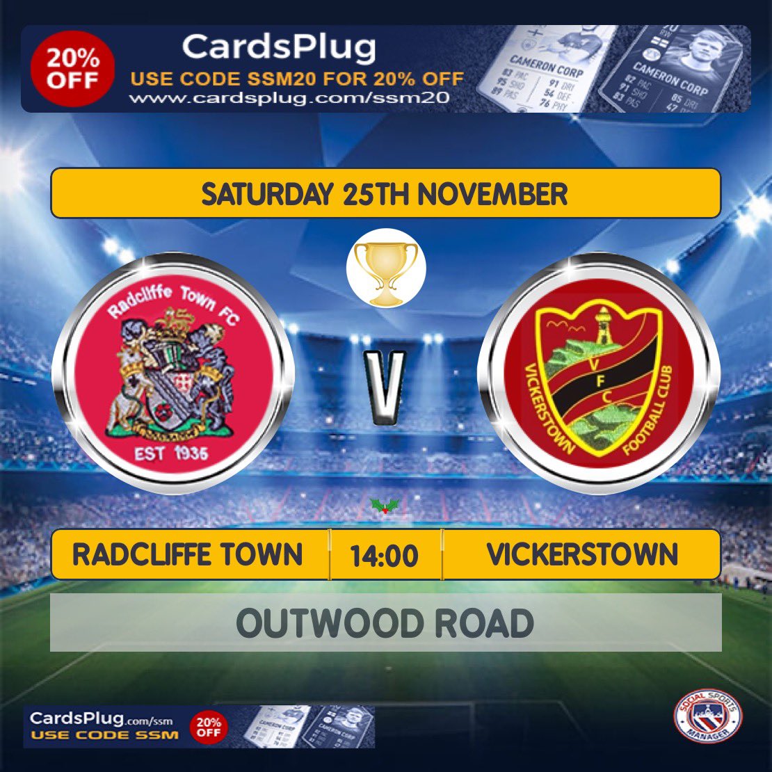 Radcliffe Town FC (@radcliffe_town) on Twitter photo ⚽️WEEKENDS FIXTURE⚽️
Only one game this weekend as the first team play <a href="/VtownFCofficial/">Vickerstown FC</a> in the latest round of the <a href="/LancashireFA/">Lancashire FA</a> cup
2pm kick off
<a href="/BOLTONFMSPORT/">Bolton FM Sport</a> <a href="/lancsamleague/">Lancashire Amateur League</a> ⚽️WEEKENDS FIXTURE⚽️
Only one game this weekend as the first team play <a href="/VtownFCofficial/">Vickerstown FC</a> in the latest round of the <a href="/LancashireFA/">Lancashire FA</a> cup
2pm kick off
<a href="/BOLTONFMSPORT/">Bolton FM Sport</a> <a href="/lancsamleague/">Lancashire Amateur League</a>
