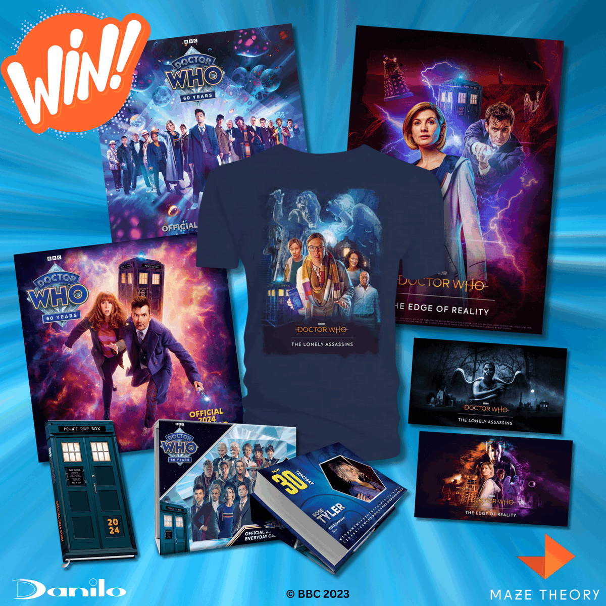 Maze_Theory's tweet photo. To celebrate the 60th Anniversary of #DoctorWho, Maze Theory & @CalendarsUK have teamed up to give away some amazing Whovian Prizes! 🔷
🤖 #TheEdgeofReality game and poster
📱 #TheLonelyAssassins game and t-shirt
📆 Doctor Who 2024 calendars
Enter now: https://t.co/v4S0cg6n5Q https://t.co/cXqcf8ShGZ