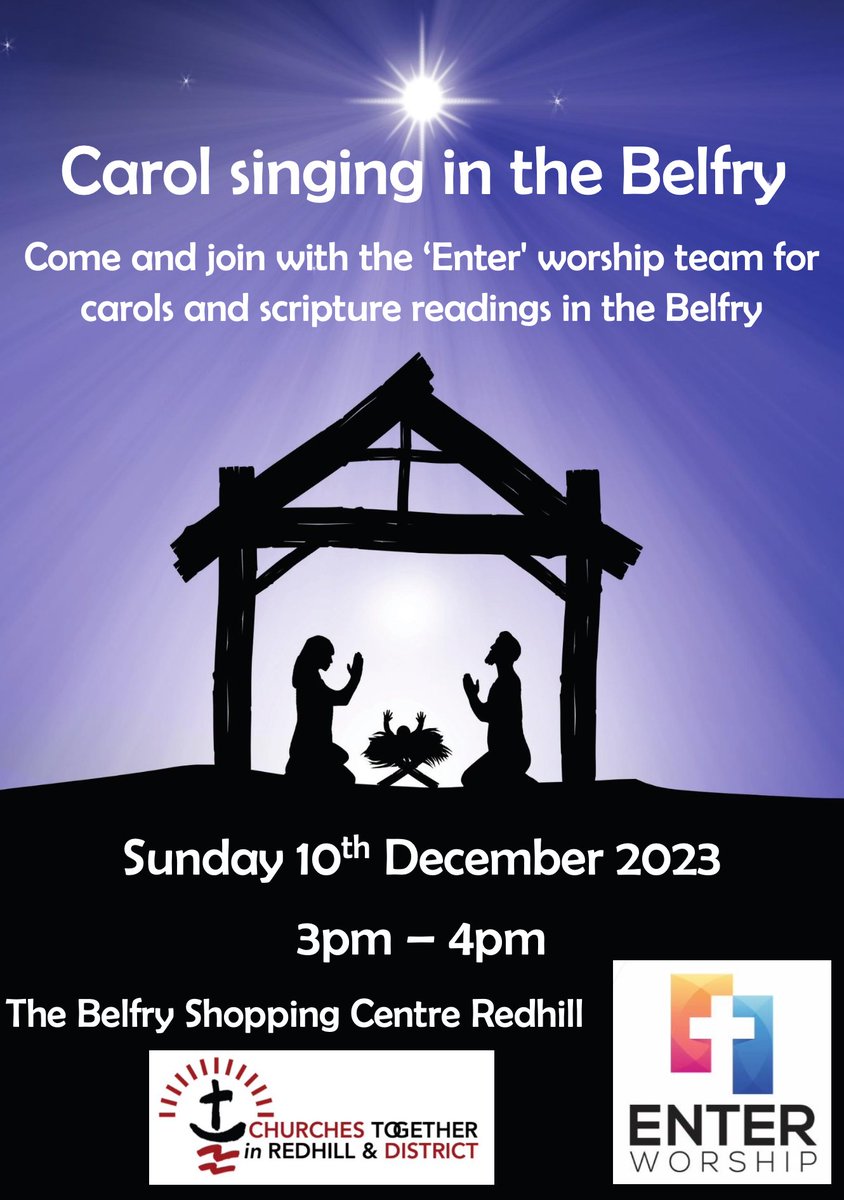 Save the date
🎵Carol singing in the Belfry
🔔Sunday 10th December: 3-4pm
🌟with Churches Together in Redhill & District
Celebrate Christmas with carols and scripture readings with the 'Enter' worship team.
#Redhill #ChurchesTogether #RH1