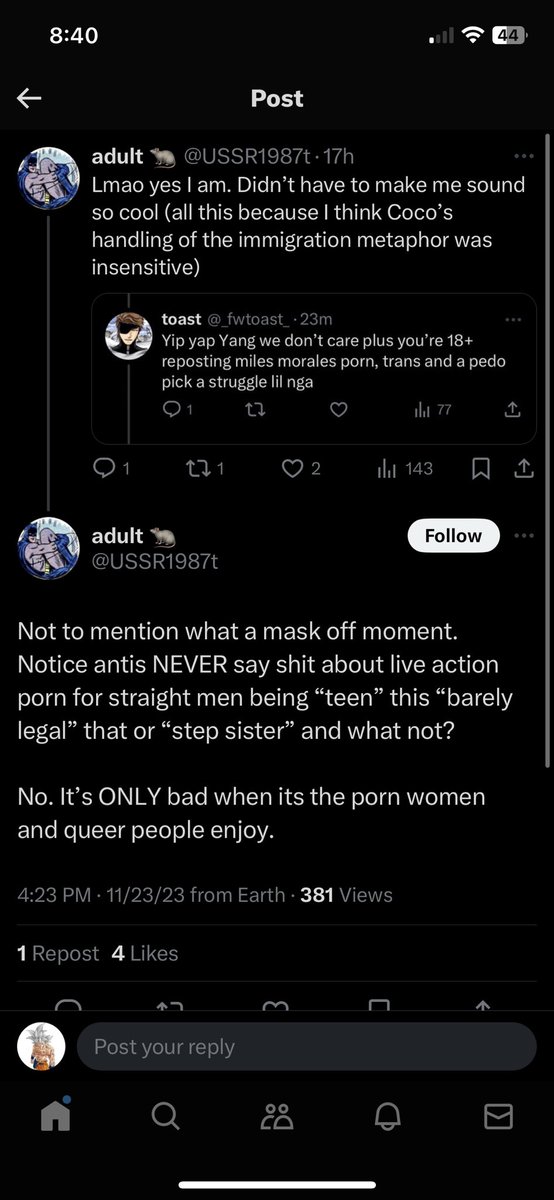 schoolacc581065's tweet photo. @_fwtoast_ @USSR1987t @LiveForShitpost @_claypot Toast get back nigga https://t.co/9lEg1z7fBy
