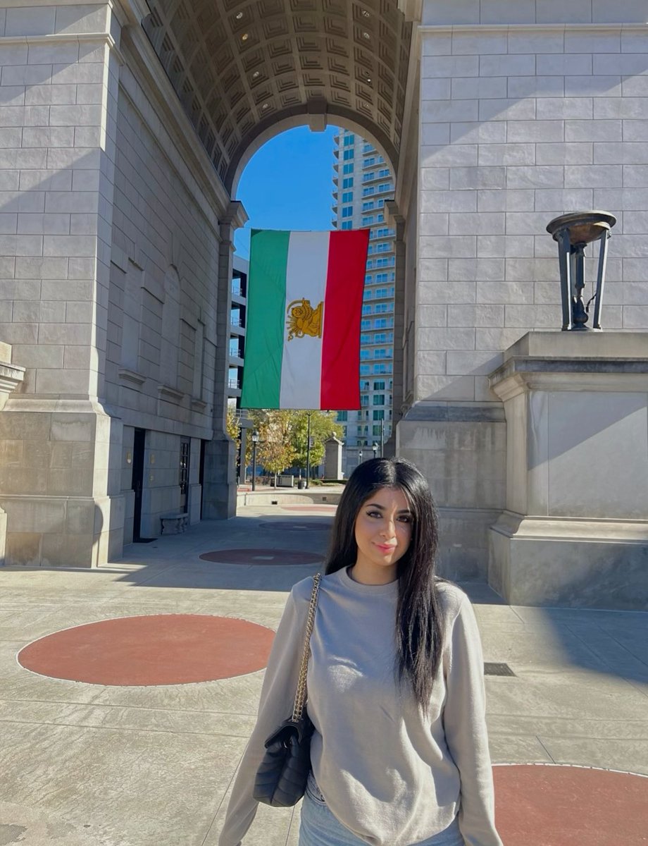 Words can’t describe the way I feel right now, seeing our real #Iran flag here in Atlanta. Walking up to it, my eyes were filled with tears as I choked up. I hope to see our true flag all across the world some day, as it represents our beautiful country, culture and people.