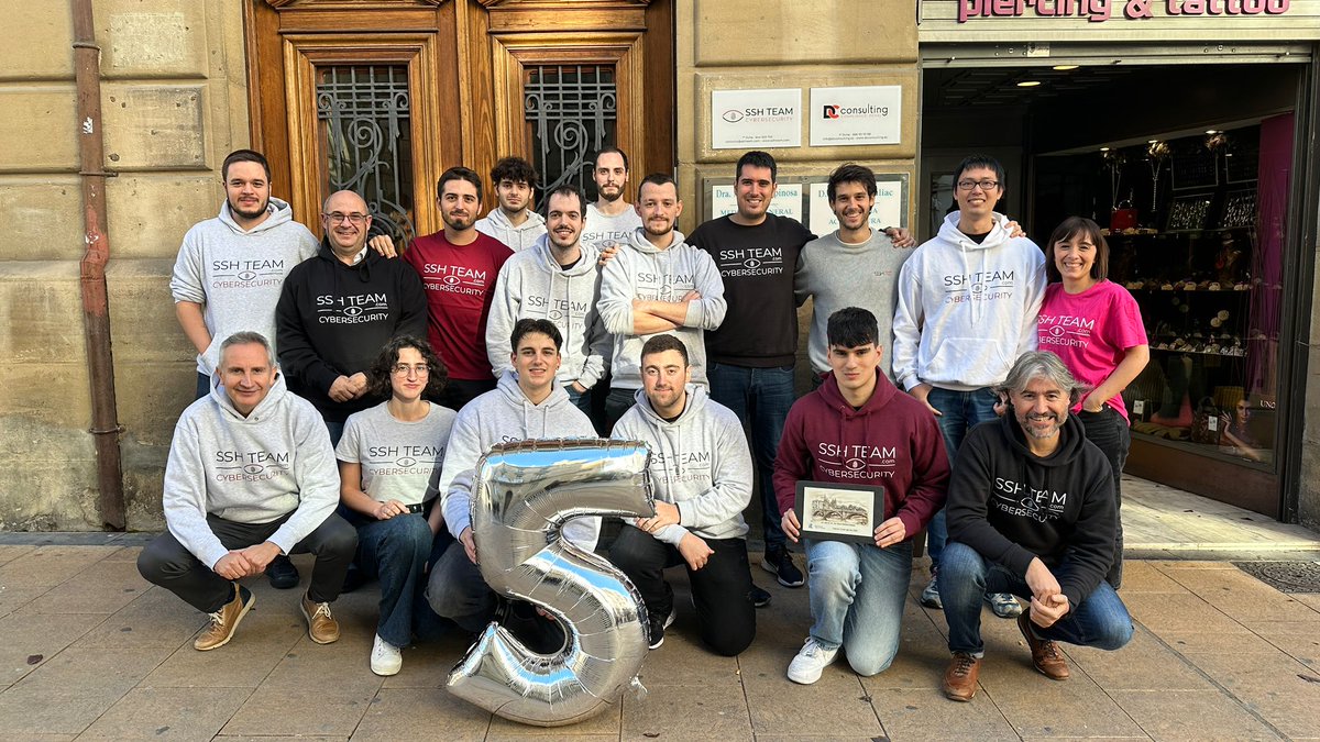 🎉 <a href="/SSH_Team/">SSH team ciberseguridad</a> cumple 5 años de éxitos gracias a nuestro increíble equipo y a clientes que confían en nosotros! 🙌 ¡Hoy celebramos nuestro quinto aniversario gracias a vosotros! 🥂👨‍💻🎂 ¡Gracias por ser parte de nuestra historia! #SSHTEAM5 #GraciasEquipo #GraciasClientes