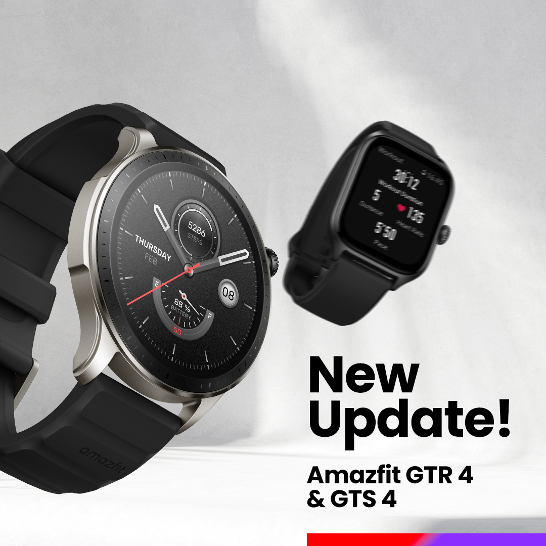 AmazfitGlobal's tweet photo. The wait is over! ๐ #UpYourGame with the new software update for your #Amazfit #GTR4 & #GTS4 โโ Download the update in the #ZeppApp and check out the full details! Or check the comments section for an overview ๐ https://t.co/sIbL1TwBLP