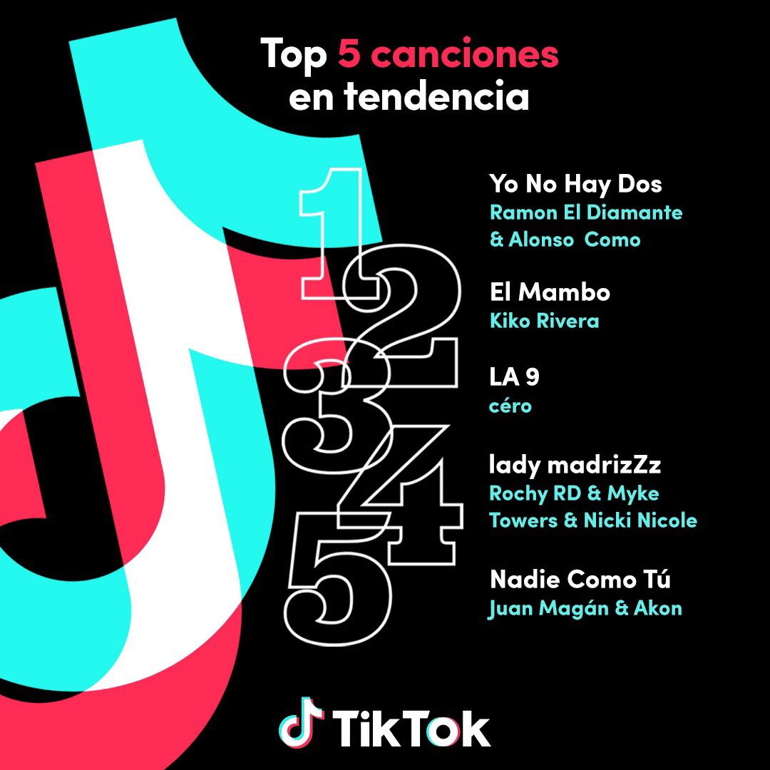 ¡Puedes escuchar el #Top5 de canciones que han inspirado a nuestra comunidad esta semana! 🎶🖤 ¿Cuál es tu favorita?👇 #MusicaEnTikTok