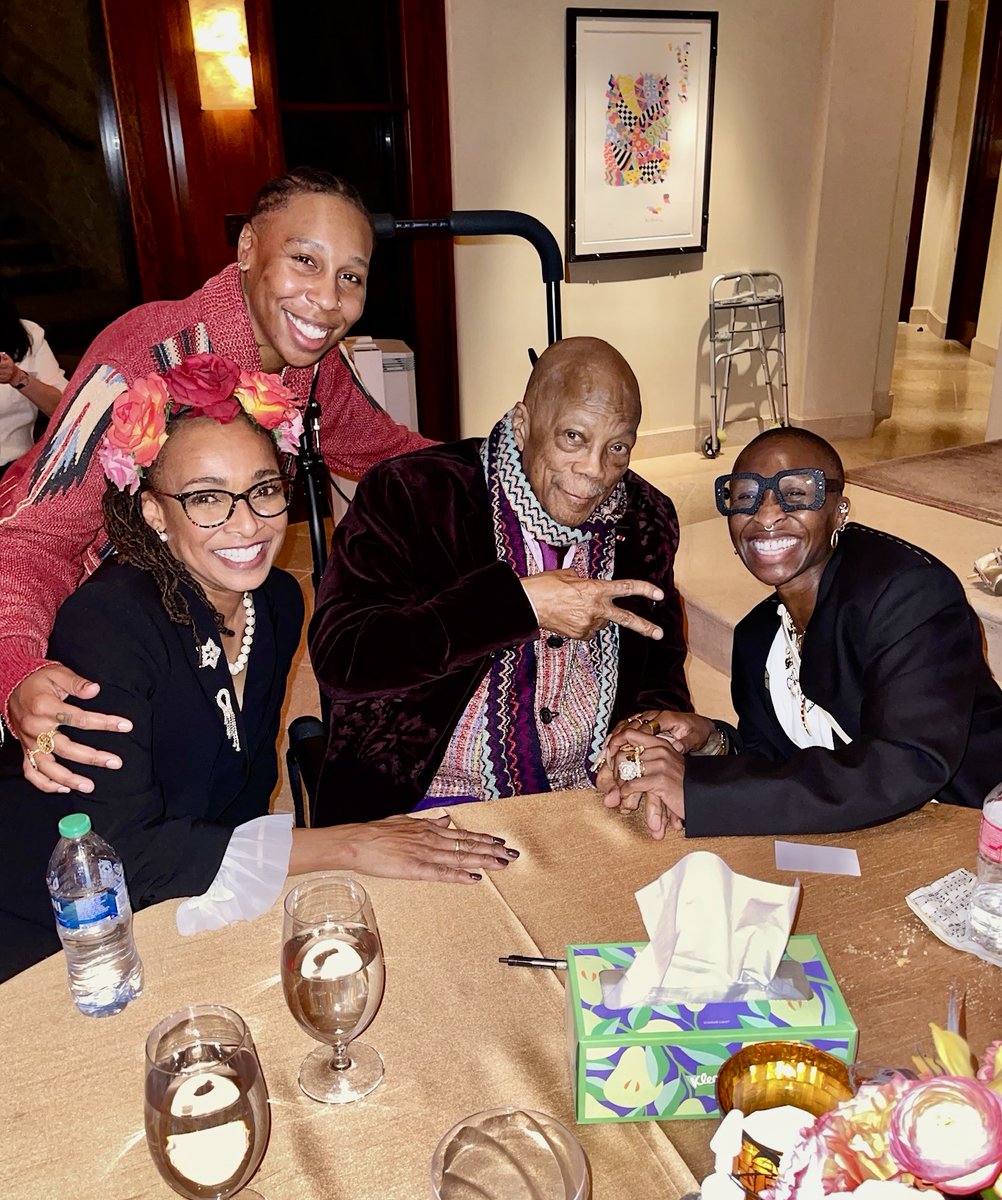 Giving thanks for having spent a #HappyThanksgiving with this incredibly special man, #TheDude, @QuincyDJones, along with family and close friends. Pictured here with #LenaWaithe and @CynthiaErivo. Blessed indeed.

#happythanksgiving2023 #thanksgiving #quincyjones #FridayFeeling