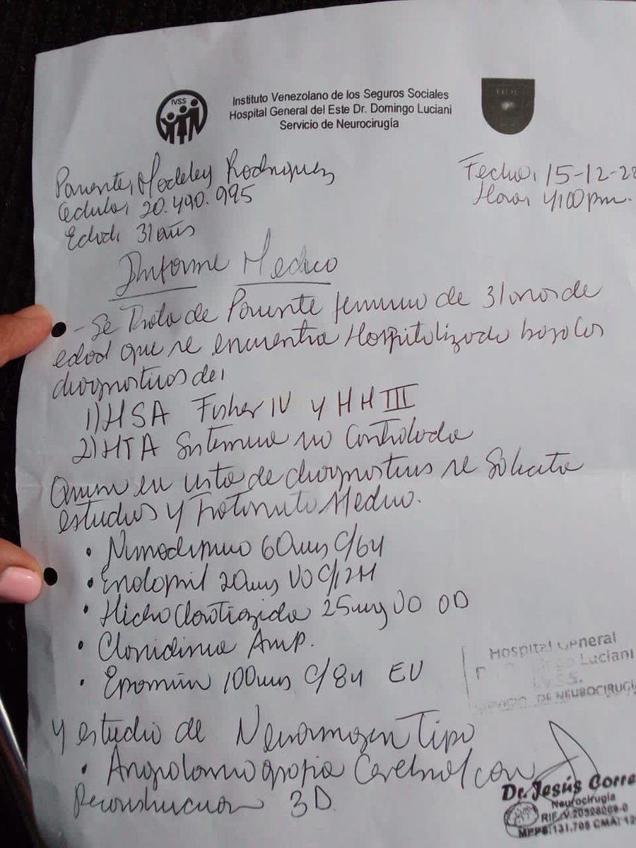 #ServicioPúblico | Madeley Rodríguez tuvo un aneurisma cerebral pero actualmente no cuenta con los recursos para realizarse una tomografía y otros exámenes médicos.

Puede realizar donativos por pago móvil ⤵️

⏺️ Banco de Venezuela | 0102
⏺️ C.I.: 28.116.512
⏺️ Tel.: 0412 9609200