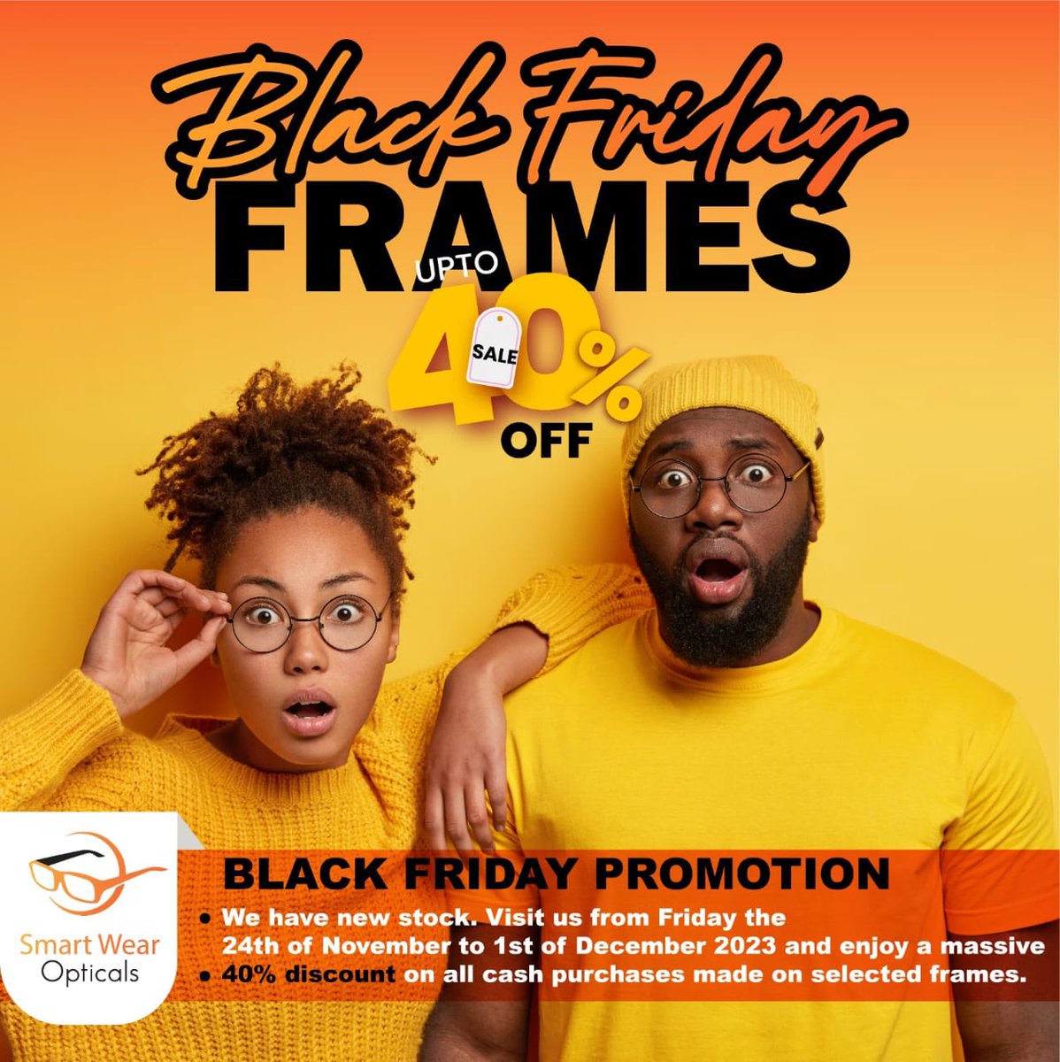 SmartwearOptics's tweet photo. As we thrive to serve you better, in the spirit of savings we bring you black Friday prices for a whole week. 

Please pay us a visit at Kapeni House in Blantyre CBD and Spendrite Mart in New Naperi throughout. 

Repost for our client might be on your TL. https://t.co/q405iwKBst