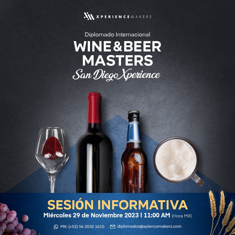 ¡Sesión informativa! 🙌

Resolveremos todas tus dudas respecto al 𝗗𝗶𝗽𝗹𝗼𝗺𝗮𝗱𝗼 𝗪𝗶𝗻𝗲 &amp; 𝗕𝗲𝗲𝗿 𝗠𝗮𝘀𝘁𝗲𝗿𝘀 𝗦𝗮𝗻 𝗗𝗶𝗲𝗴𝗼 𝗫𝗽𝗲𝗿𝗶𝗲𝗻𝗰𝗲. 

Cita: Miércoles 29 de noviembre, 11 am por Zoom.

Ver más: mtr.cool/zzbmbfylvs