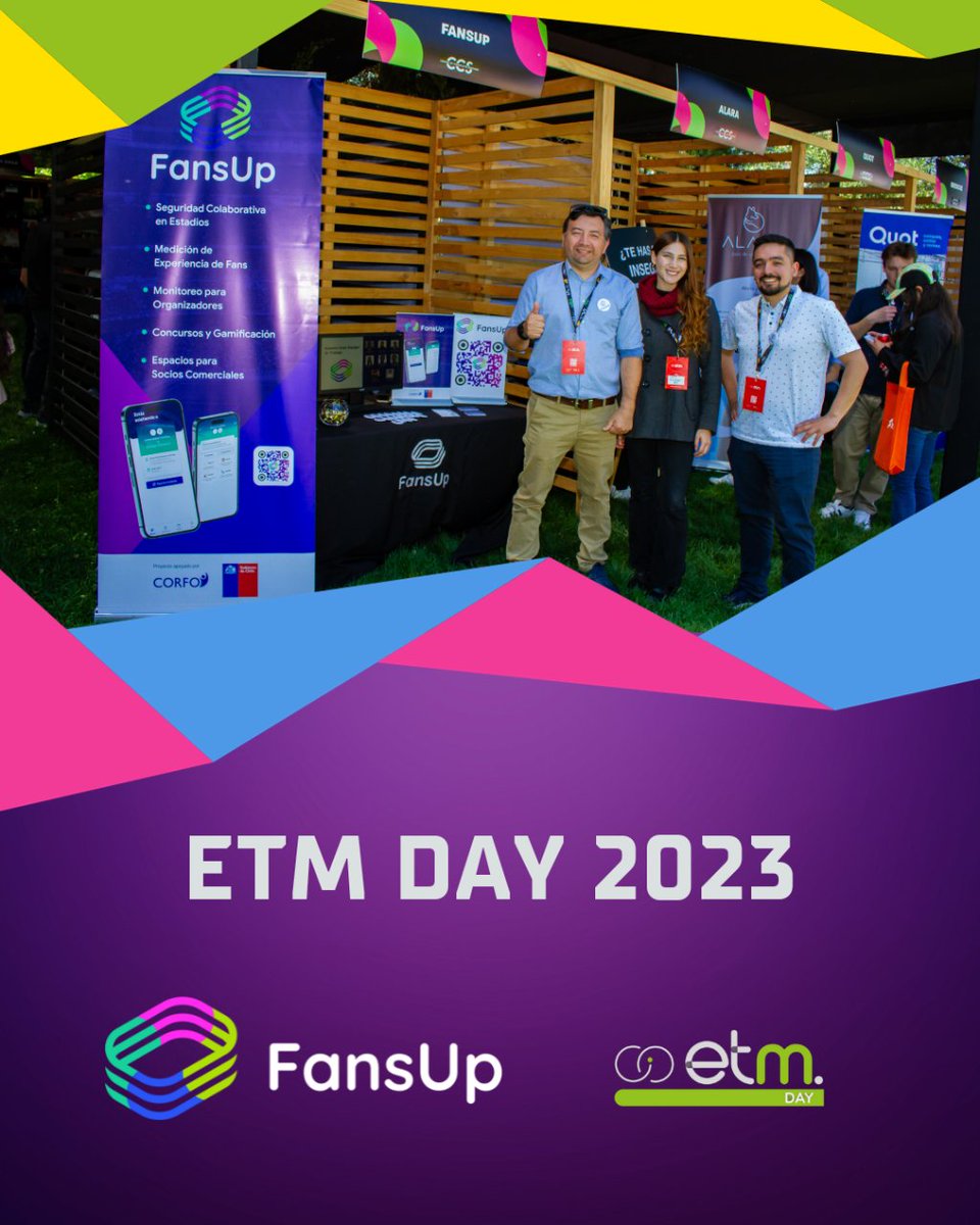 FansupApp's tweet photo. ETM Day 2023 fue una experiencia única de innovación y emprendimiento. FansUp, representado por nuestro equipo, participando en mentorías y charlas, conectándose con el ecosistema. Agradecemos a la Cámara de Comercio de Santiago por esta oportunidad. 🌐🚀 #FansUp #ETMDay2023 https://t.co/P73aigUW0j