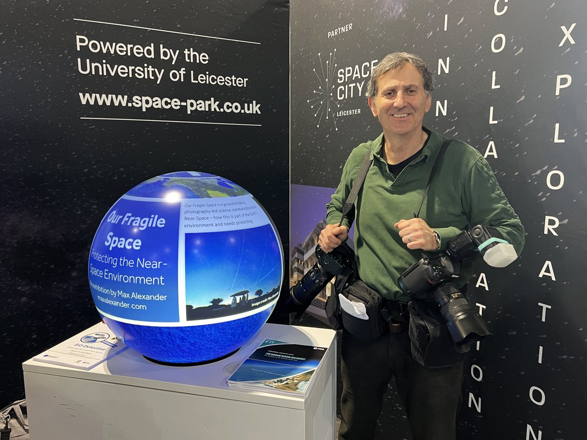 On the job at the UK Space Conference, Belfast covering this for @spacegovuk here with a display of my exhibition #OurFragileSpace at the @SpaceParkLeic stand. Delighted to know it will also be at @COP28_UAE next week with the UK's @Space4Climate delegation. #spacesustainability