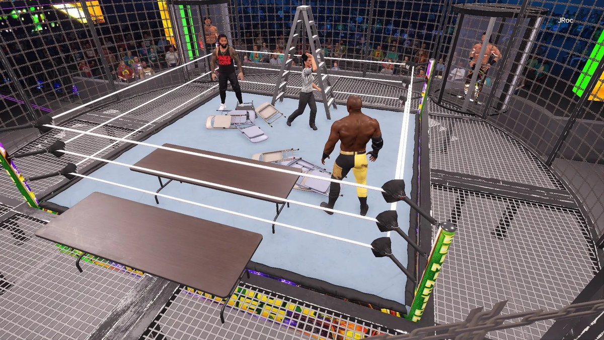 ChainsawGnarly's tweet photo. Taught someone a little about propset modding this morning and they came up with this ECW December To Dismember with the classic  Elimination Chamber 

So awesome to see the creativity, progression and positivity in the @dot_discovery discord. #Meta2 https://t.co/eO6D7gJzak