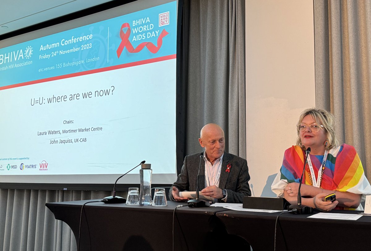 Next up we’ve got @DrLauraJWaters chairing a session on U=U and where we are in 2023 with John Jacquiss of @ukcab and @JacquelyneAlesi of @PreventionAC. #UequalsU #CantPassItOn #ZeroRisk #BHIVA23