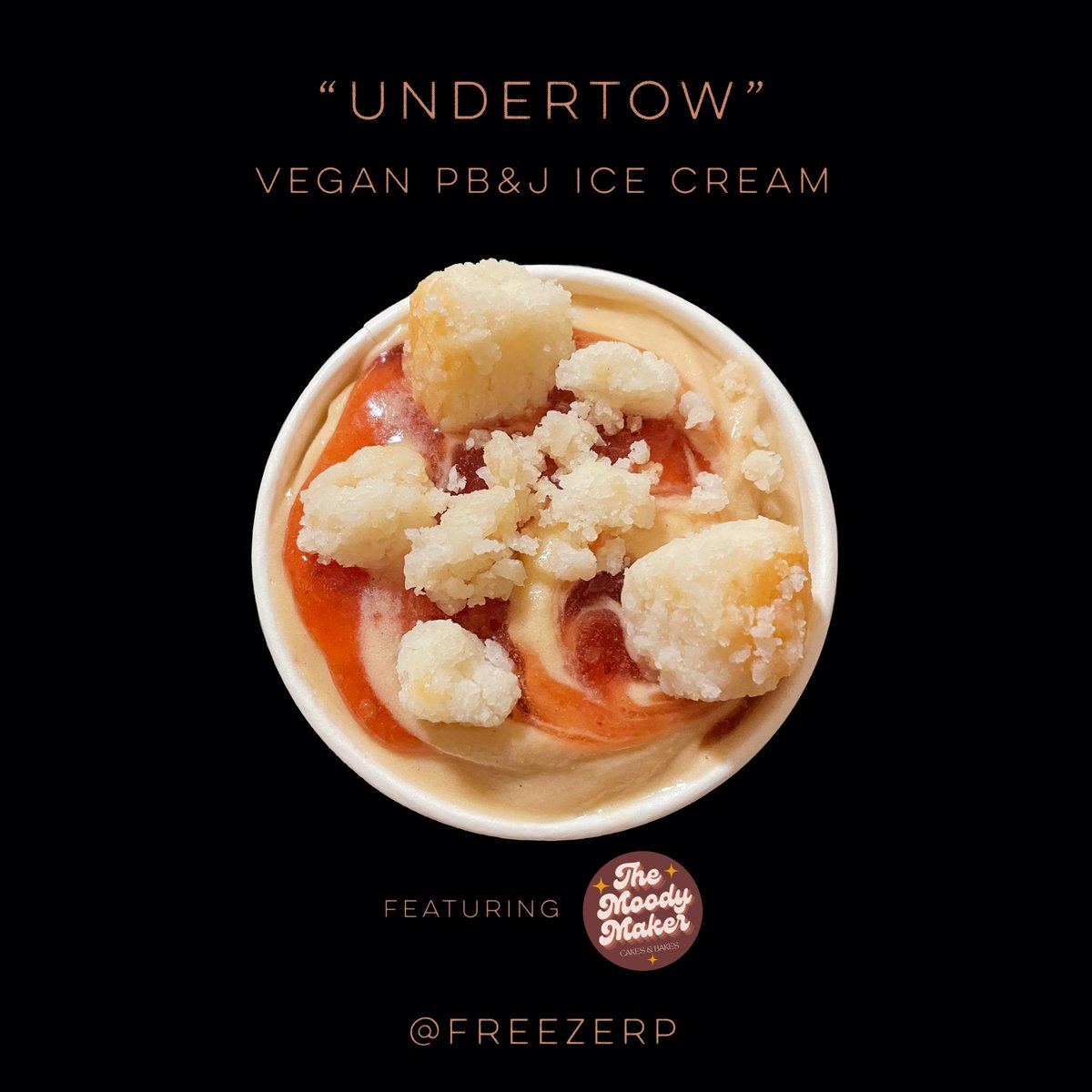 freezerp's tweet photo. peanut butter base, strawberry swirl, pound cake (vegan)

named after the classic track from @Iration https://t.co/oD9KvJAv5A