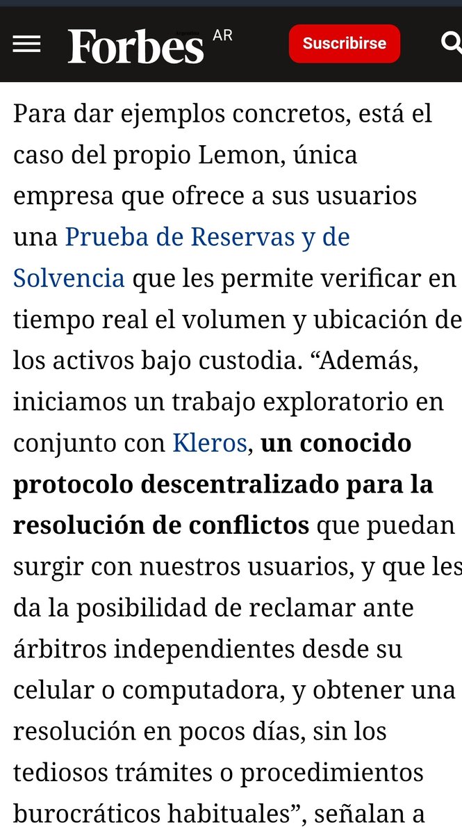 <a href="/lemonapp_ar/">Lemon Argentina</a> y <a href="/Kleros_io/">Kleros</a> revolucionando la resolución de disputas 👏🍋⚖️👨‍⚖️
forbesargentina.com/money/bitcoin-…