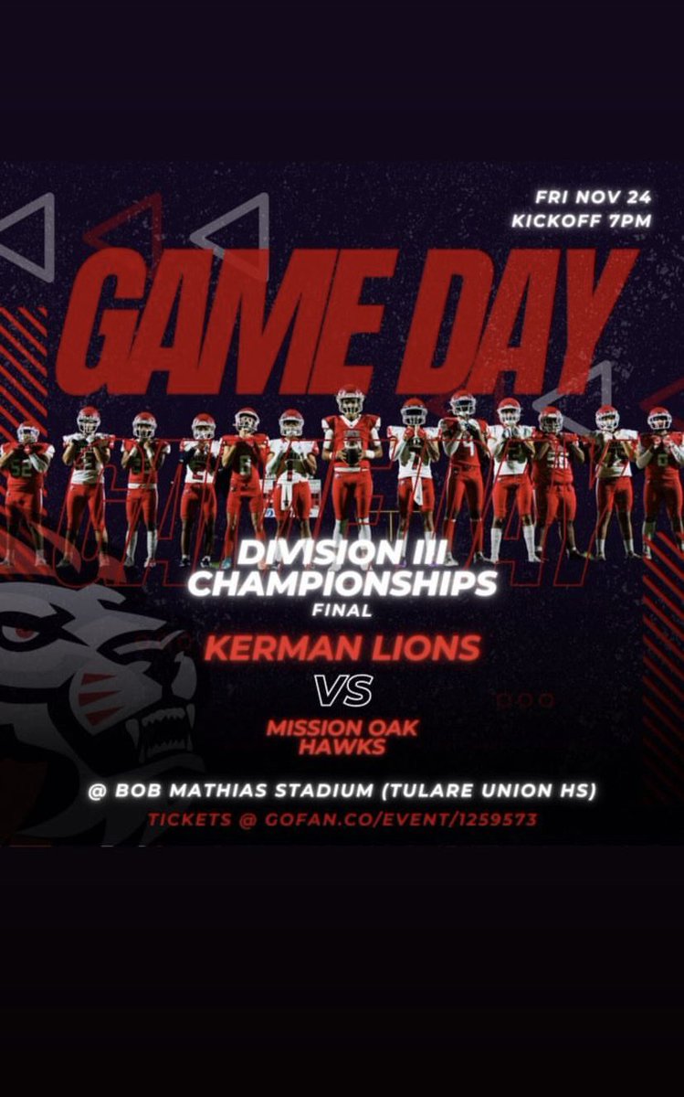 Today is the day! Get out and support these boys and coaches! GO LIONS!