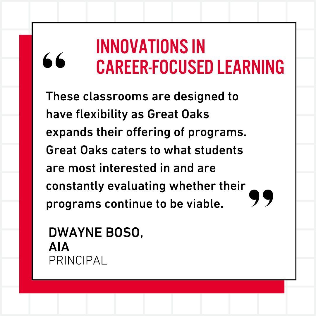 As education thrives and evolves, so do our learning environments. These environments were curated based on invaluable student feedback at Great Oaks Career Center. Learn more about our work with Great Oaks in our Design Thinking Blog!

Read Here: buff.ly/3MWStjI