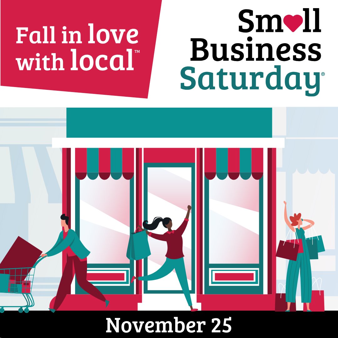 Tomorrow is #SmallBusinessSaturday, a day to champion shopping local at the start of the busy holiday shopping season. Join us in showing them the love they deserve, and wrap yourself up in the warm feeling of supporting local!  #SmallBusinessEveryDay #FallInLoveWithLocal