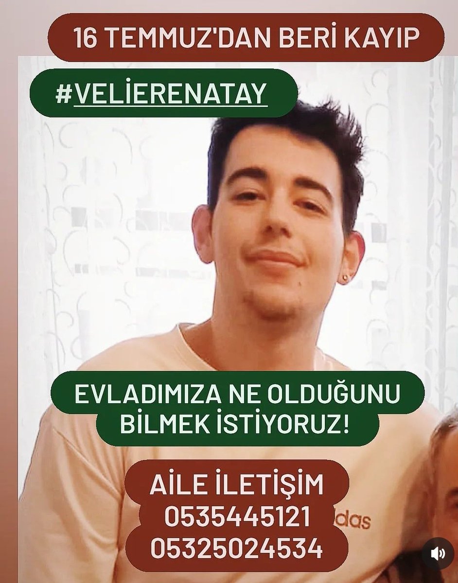 Can arıyoruz!!!!! 19 yaşındaki evladımız #velierenatay dan Temmuz'dan beri haber alamıyoruz... #velierennerede Aydınlığa çıkmasını istiyoruz!!!! <a href="/AliYerlikaya/">Ali Yerlikaya</a> <a href="/cuneytozdemir/">cüneyt özdemir</a> <a href="/delilerdel/">emo derler</a> <a href="/doranavirus/">Dora'navirüs</a> @eacarer <a href="/EmniyetGM/">Türk Polis Teşkilatı</a> <a href="/emrullaherdinc/">Emrullah Erdinc</a> @erkacarer <a href="/izmirvaliligi/">T.C. İzmir Valiliği</a> #tt #kayıp #gündem