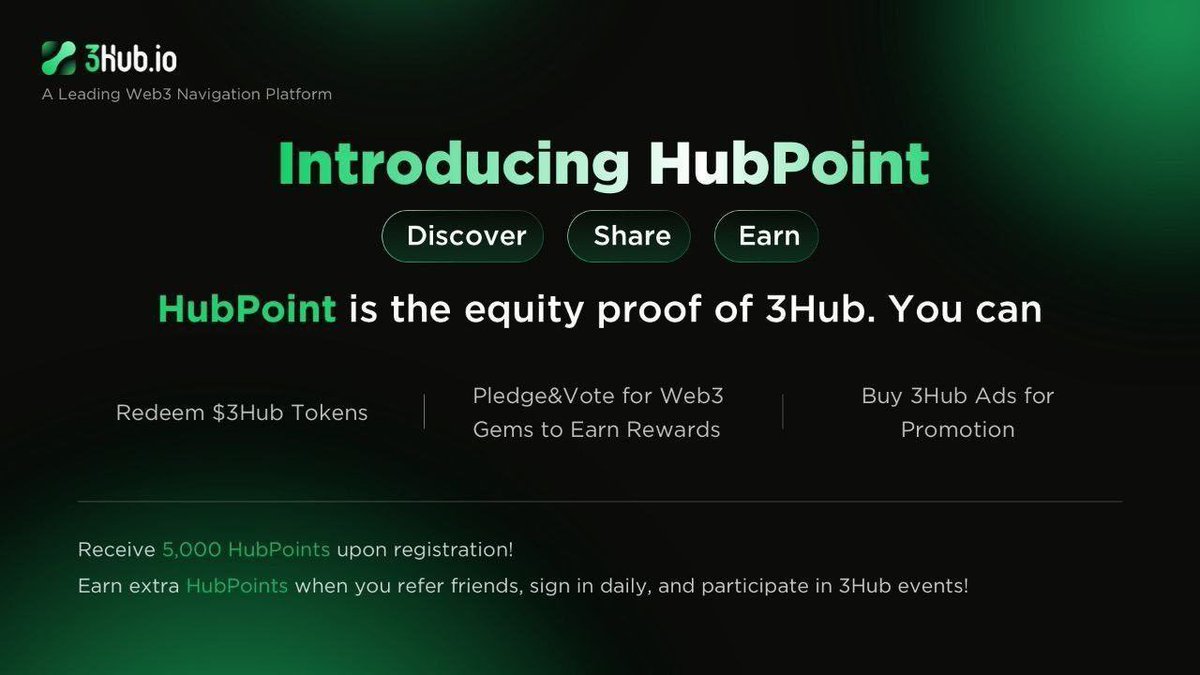 🔥 3Hub x Ahmedraza 🔥

🌐 3hub.io, where users can share their own URLs and earn rewards.

🎁 1k HubPoints for everyone!
🥳 Special raffle: 10k HubPoints * 5

Tasks:
1⃣ Follow @3hub_io &amp;  <a href="/ahmedrazaeth/">ar.alpha 🐳</a>
2⃣ Log in 👉🏻 3hub.io/invitation/82K… 
3⃣ Leave ur address