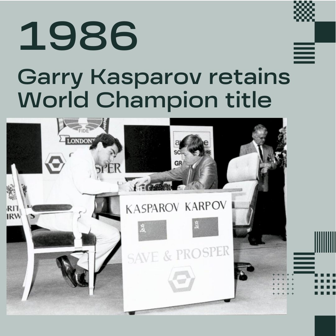 International Chess Federation on X: 1986: Garry Kasparov & Maia  Chiburdanidze retain World Champion titles, USSR wins the 27th Chess  Olympiad By regulations, Anatoly Karpov had the right to a rematch for