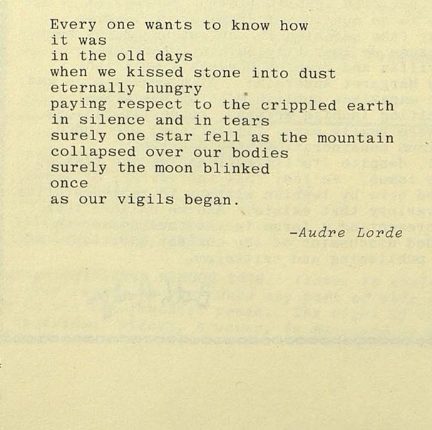 Check out this lovely Audre Lorde poem from the Sinister Wisdom archive (fall 1976)! -Alyse #lesbian #lesbianliterature #audrelorde #lorde