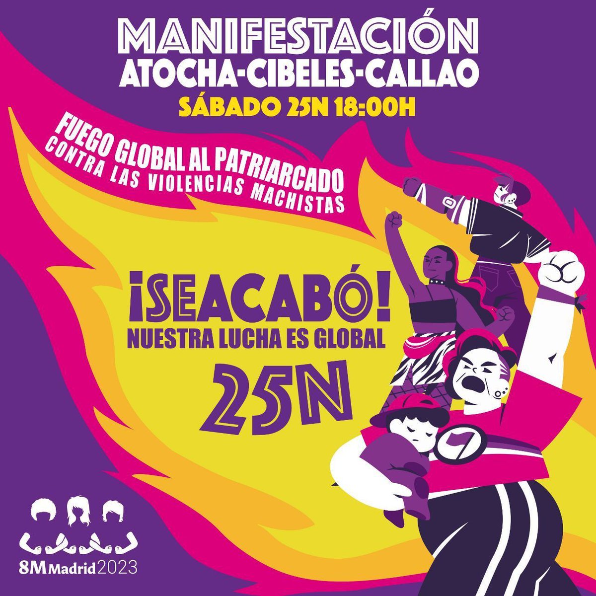 #SeAcabó 🔥¡Recorrido mani #25N 🔥 Atocha ➡️ Cibeles ➡️ Callao Si vienes sola, vente con nosotras. Estaremos en la cabecera. Si vienes con amigas, vamos todas juntas. 🥷🏻Nos vemos en las calles🔥