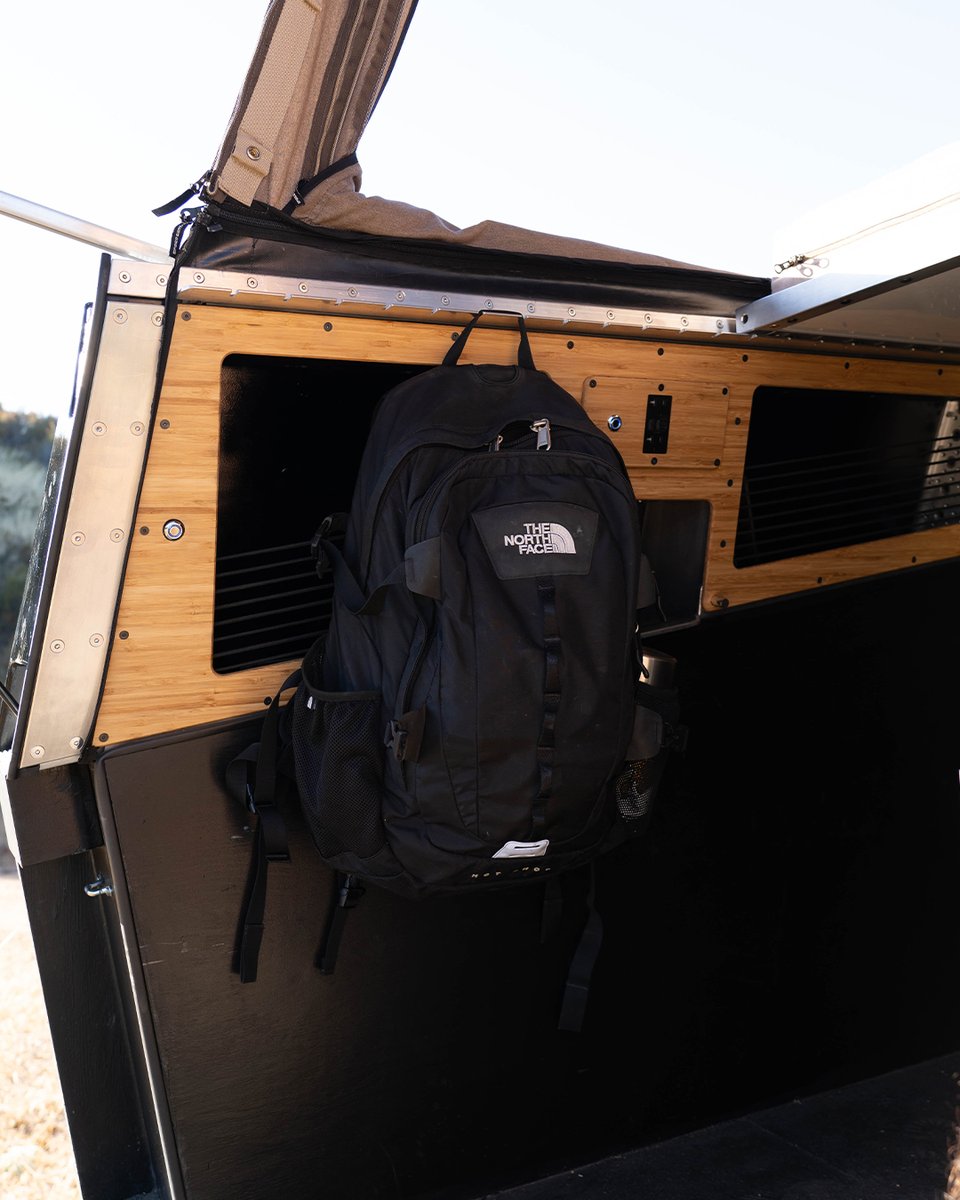 Each of our campers comes with plug-and-play extensions that double as quick benches or tables. Store these panels at the bottom of your bed or lock them into place for a quick workstation on the go.

#Cybertruck #Tesla #Camper