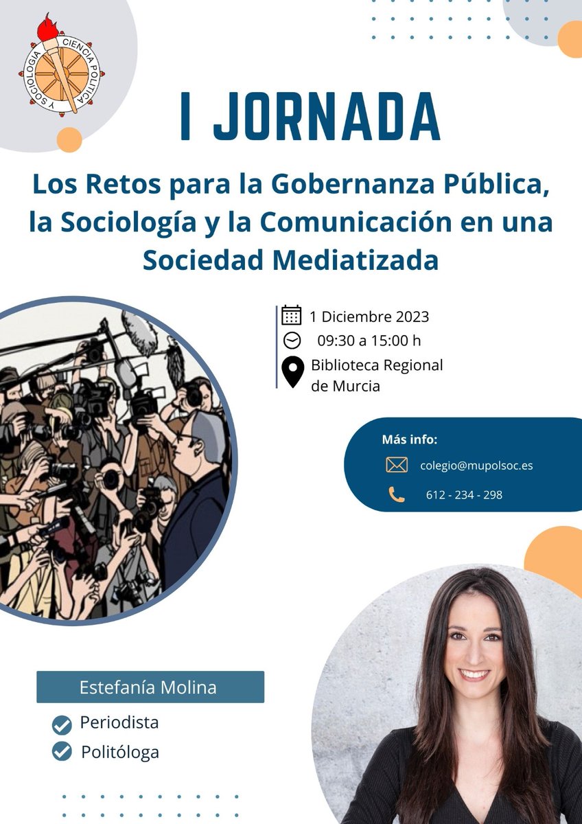 📌 Junto a profesionales de la consultoria y del mundo académico, reflexionaremos de forma conjunta sobre Gobernanza, Sociología y Comunicación, en una sociedad mediatizada.

📌 También conoceremos la opinión sobre este tema de  <a href="/estefmolina_/">Estefania Molina</a>, politóloga y periodista.