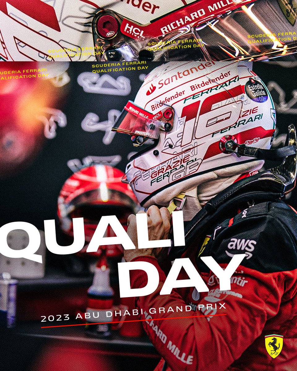 ScuderiaFerrari's tweet photo. #Quali day in Abu Dhabi. Let’s get cracking 💪

#AbuDhabiGP 🇦🇪 https://t.co/EeDuPqEJw2